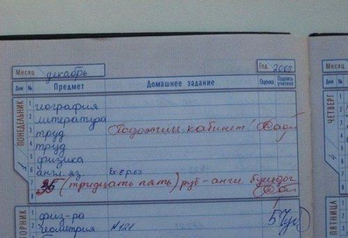 Весёлые записи в школьных дневниках и тетрадках (27 фото)