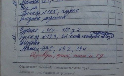 Весёлые записи в школьных дневниках и тетрадках (27 фото)